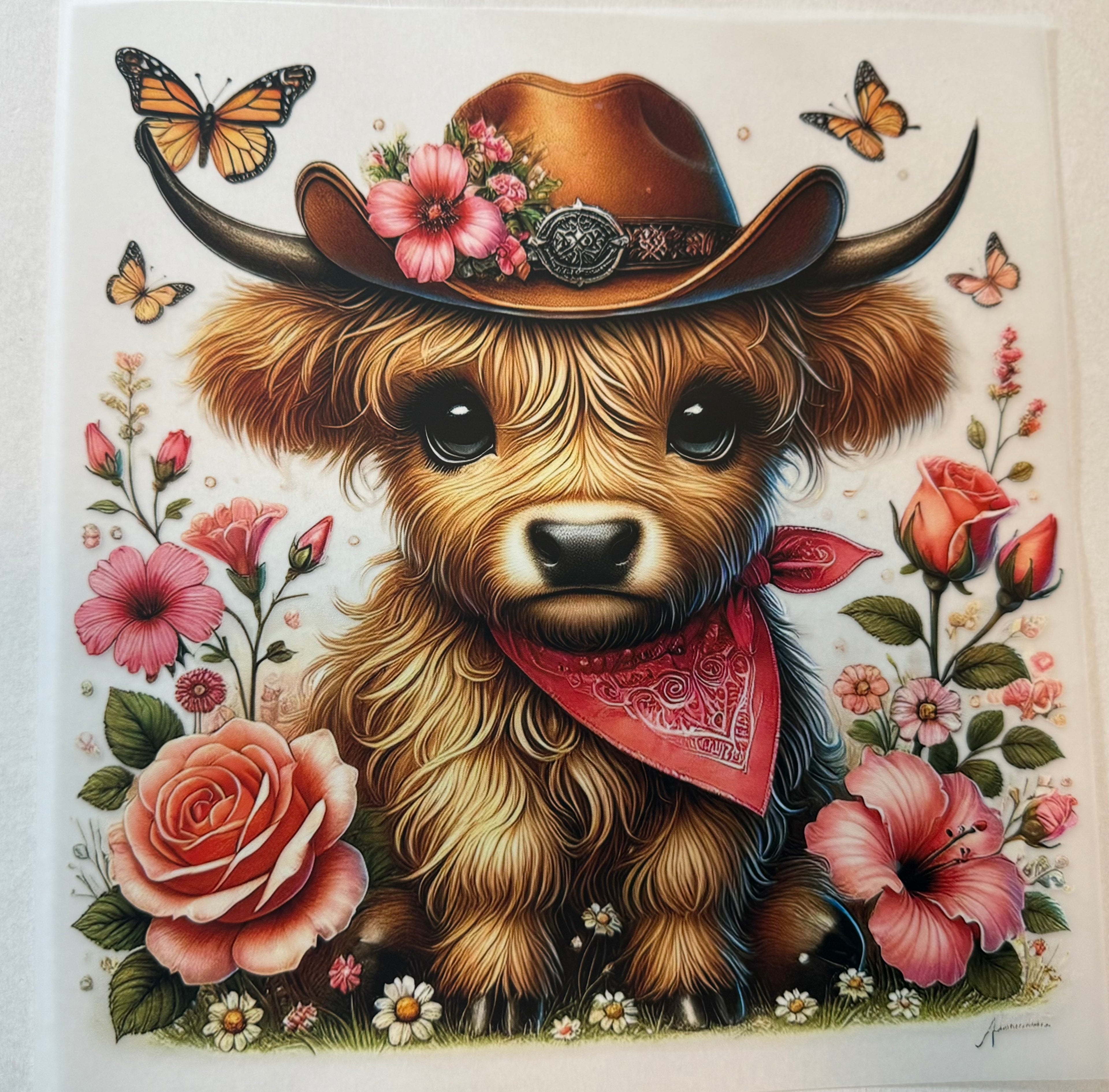 Cow with flowers and Butterflies