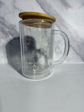 15 ounce Glitter Globe Glass Mug
